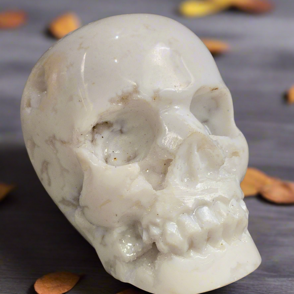 Snow Agate Skull