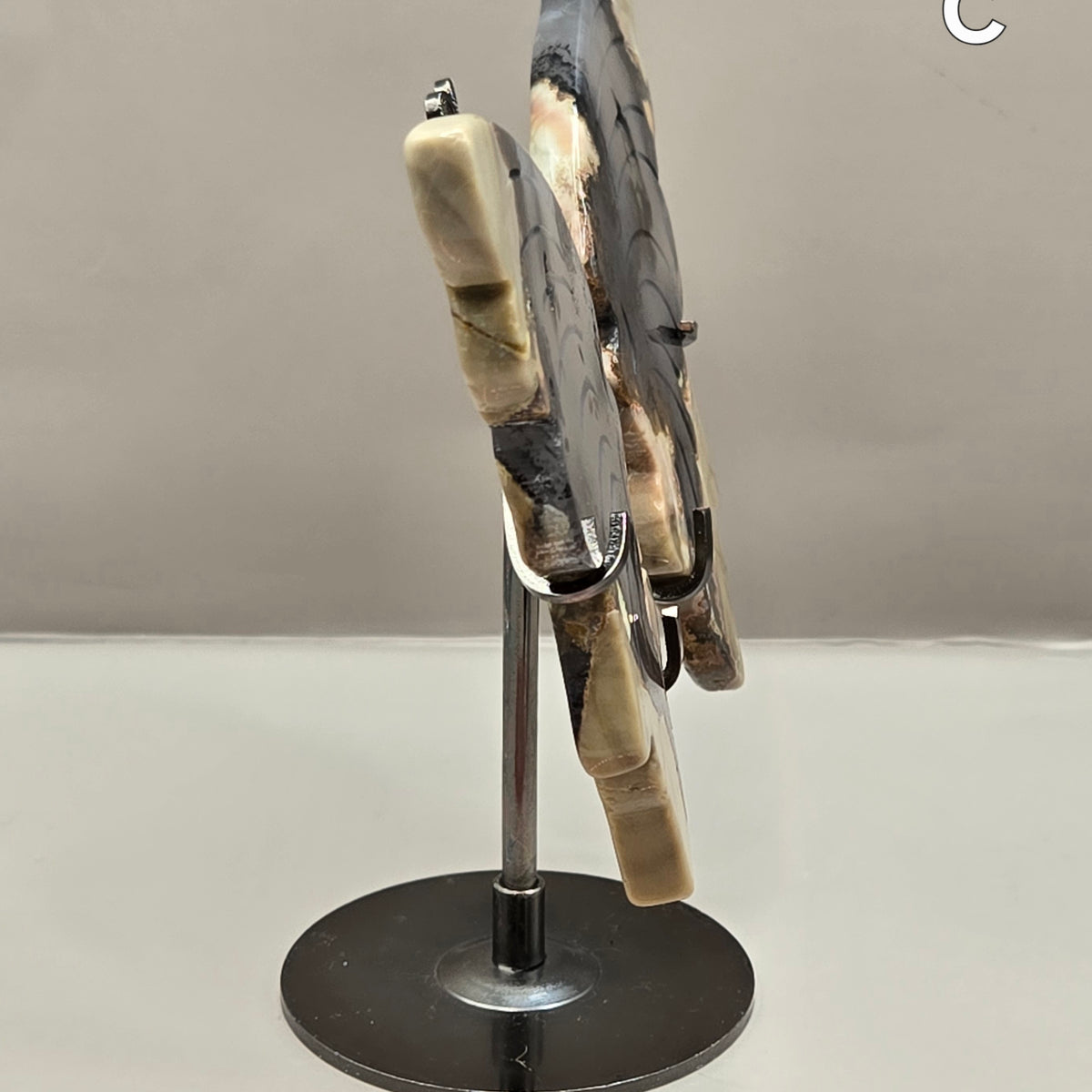 Volcano Agate Butterfly Wing Carvings on Stand