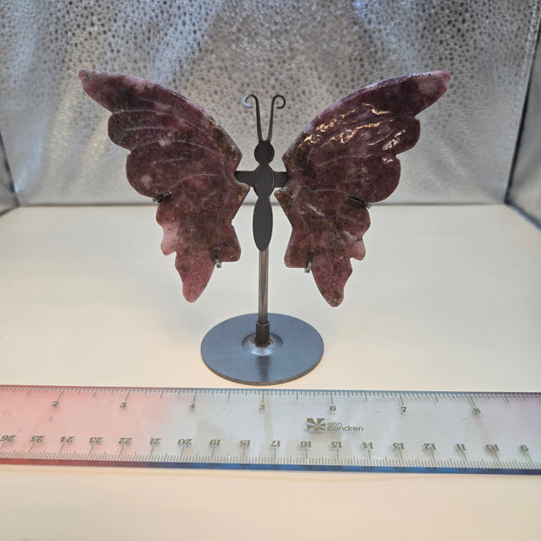 Rhodonite Butterfly Wings on Stand