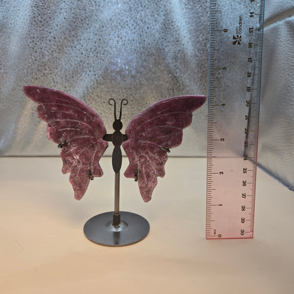 Rhodonite Butterfly Wings on Stand