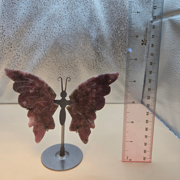 Rhodonite Butterfly Wings on Stand