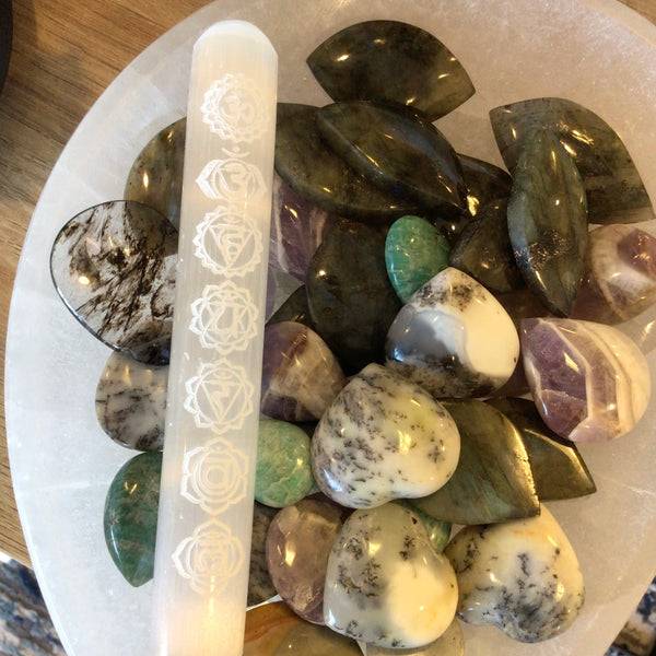 Selenite Wand with Etched Designs