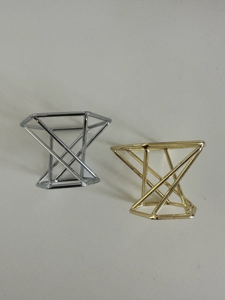 Gold and Silver Geometric Sphere Stands