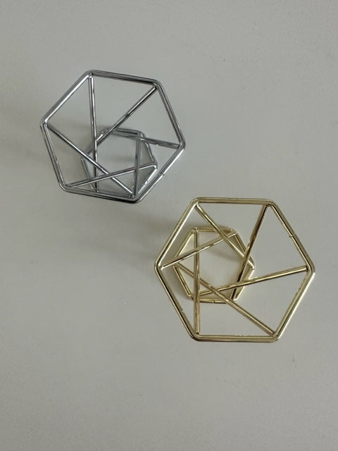 Gold and Silver Geometric Sphere Stands