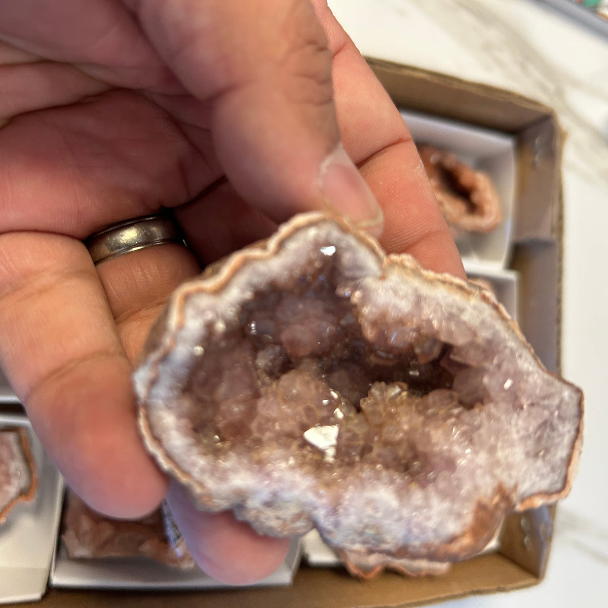 Pink Amethyst geode flat - Argentina