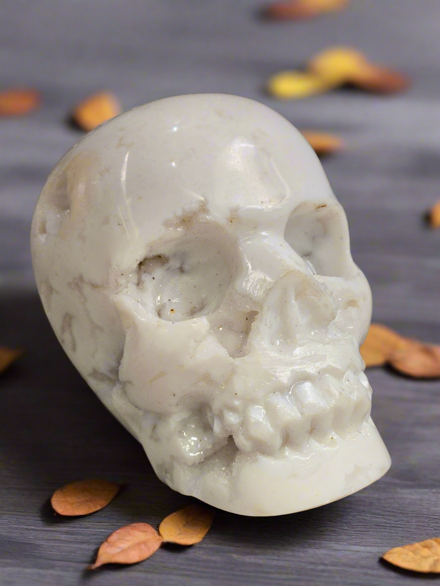 Snow Agate Skull