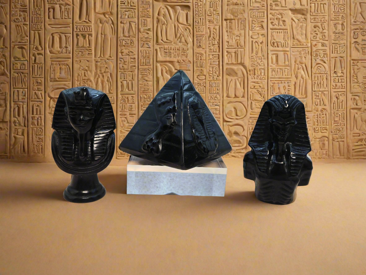 Black Obsidian Egyptian Carvings