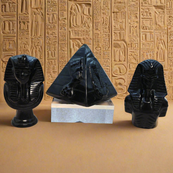 Black Obsidian Egyptian Carvings