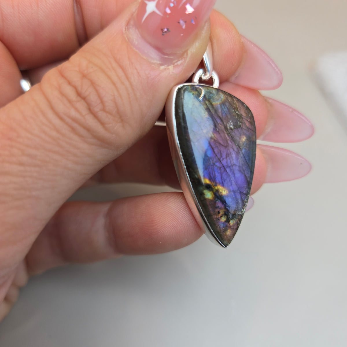 Purple Fire Labradorite Pendants