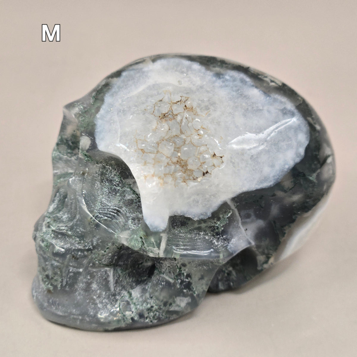 Moss Agate Skull