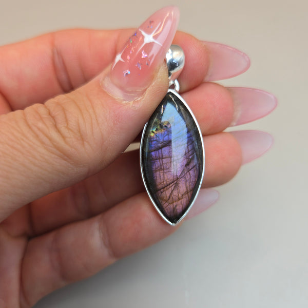 Purple Fire Labradorite Pendants