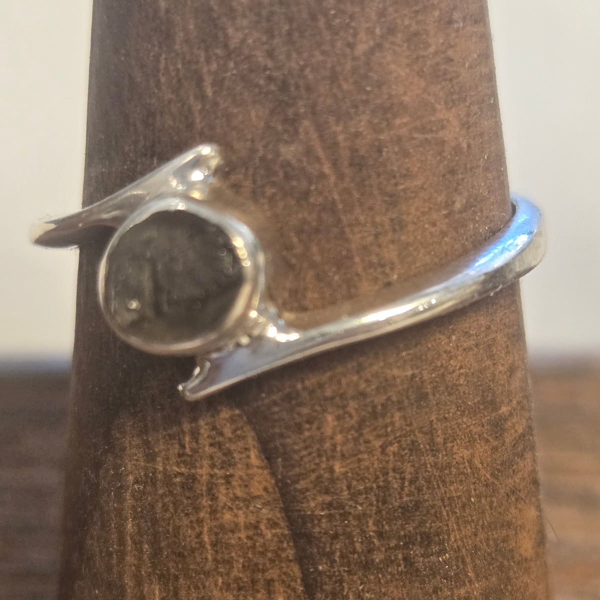 Moldivite silver stackable ring