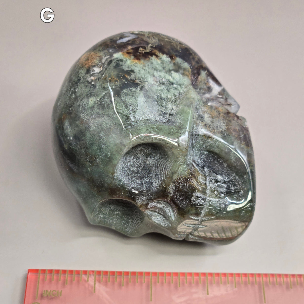 Moss Agate Skull
