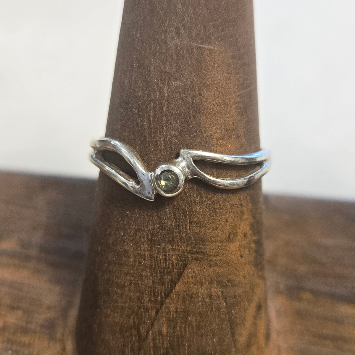 Moldavite delicate stacking ring