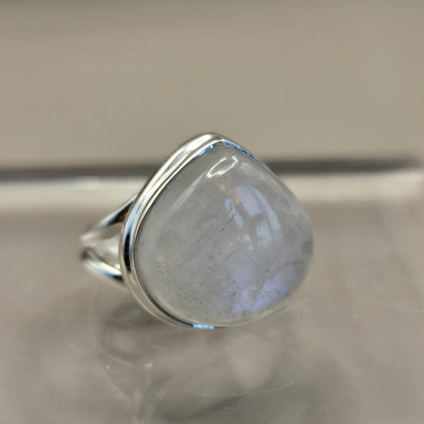 Rainbow Moonstone Silver Rings