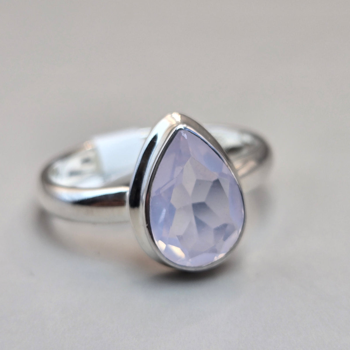 Faceted Lavendar Quartz Silver Rings