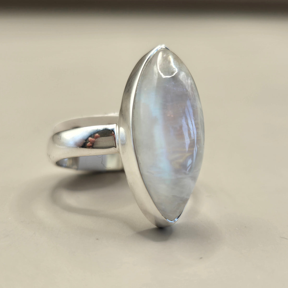 Rainbow Moonstone Silver Rings