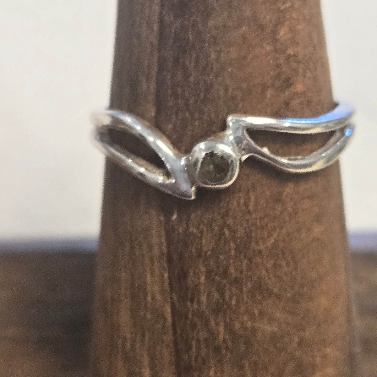 Moldavite delicate stacking ring