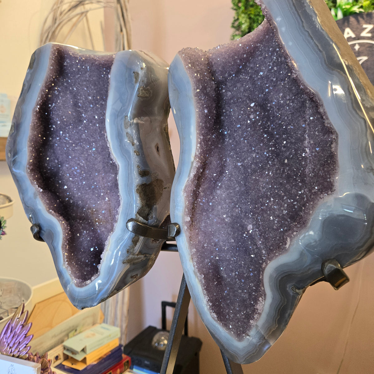 Amethyst Agate Geode on stand