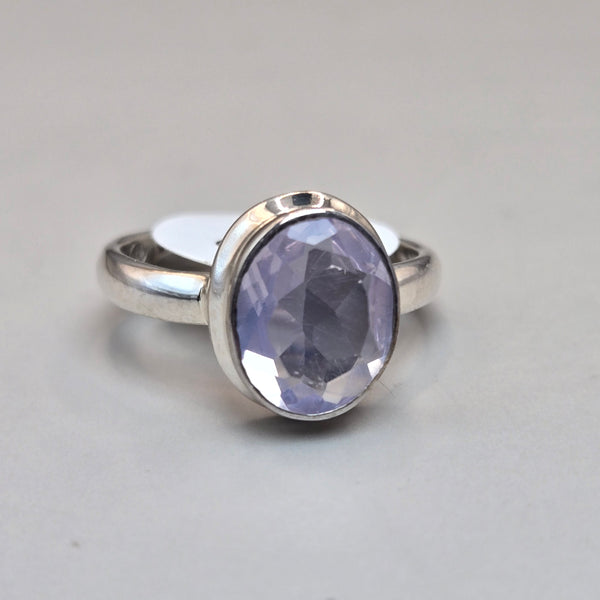 Faceted Lavendar Quartz Silver Rings