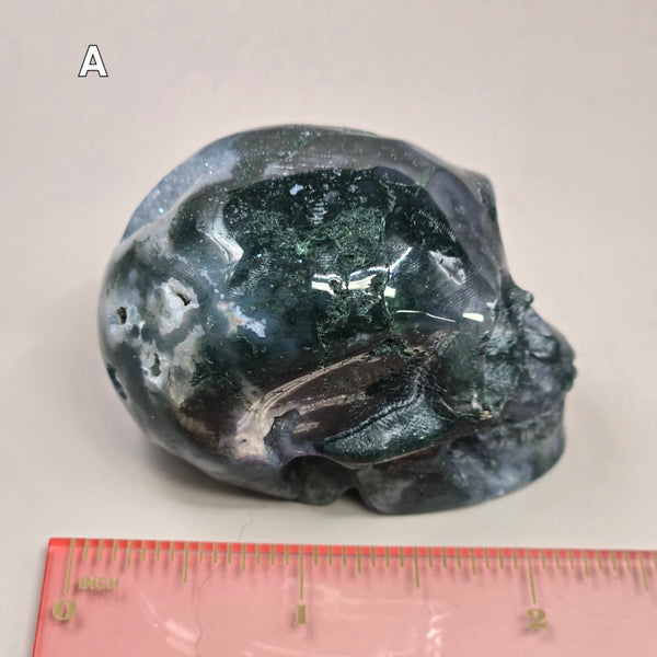 Moss Agate Skull
