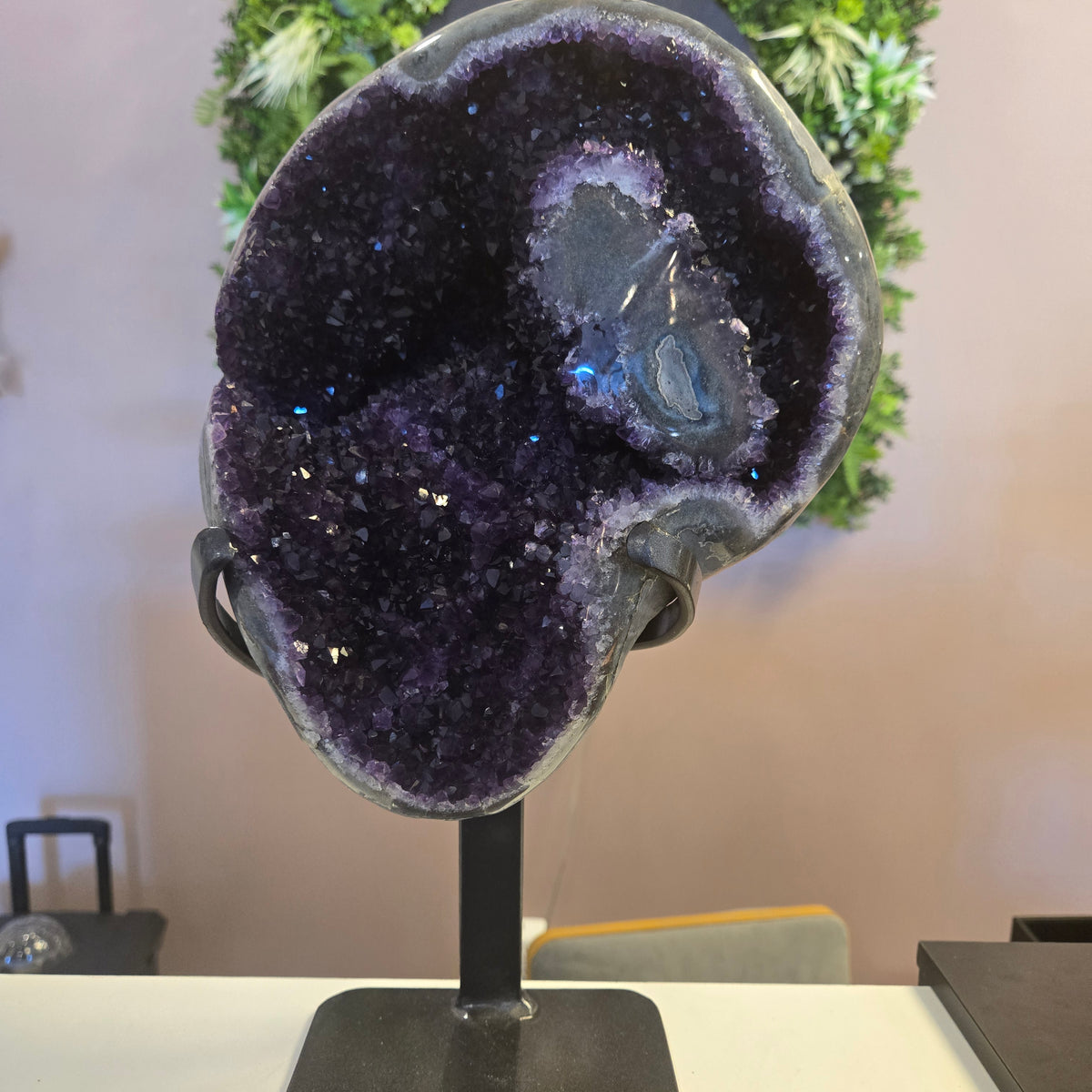 Amethyst geode on stand