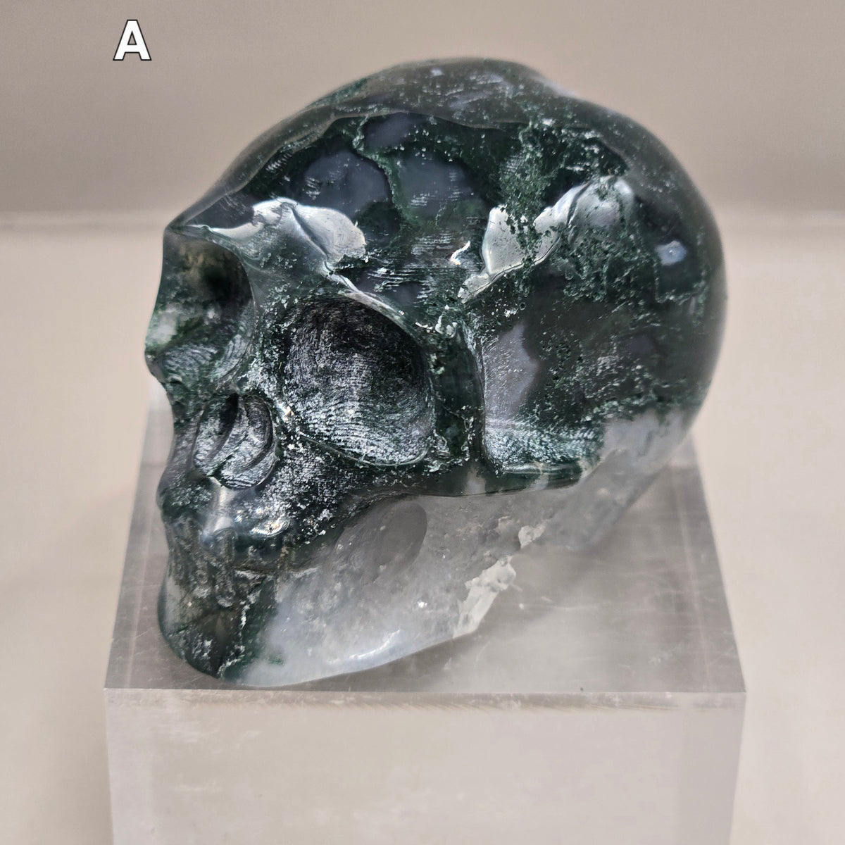 Moss Agate Skull