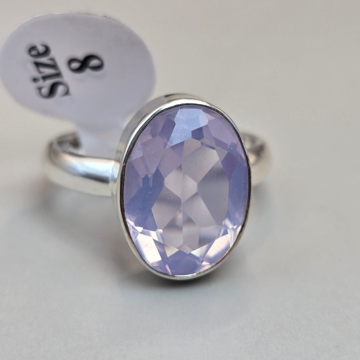 Faceted Lavendar Quartz Silver Rings