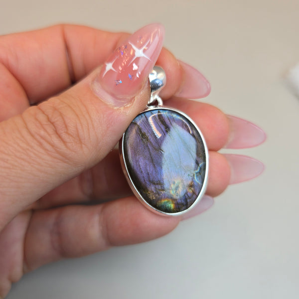 Purple Fire Labradorite Pendants