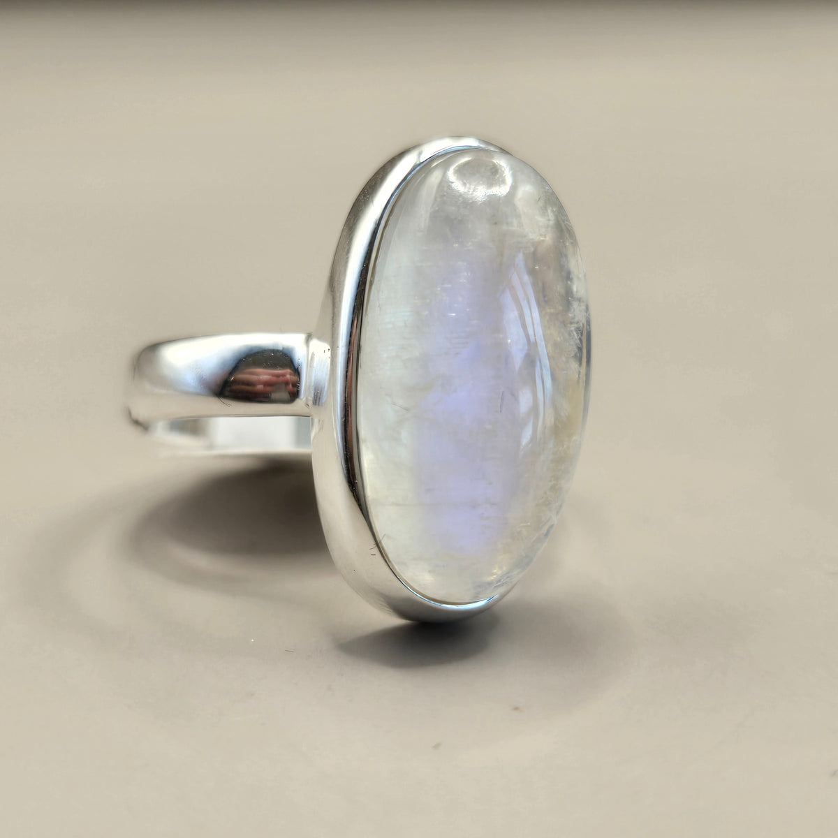 Rainbow Moonstone Silver Rings