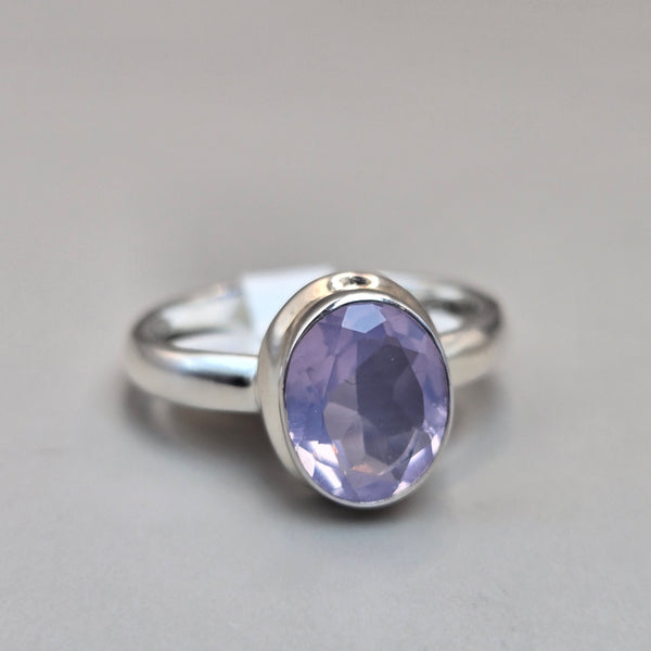 Faceted Lavendar Quartz Silver Rings