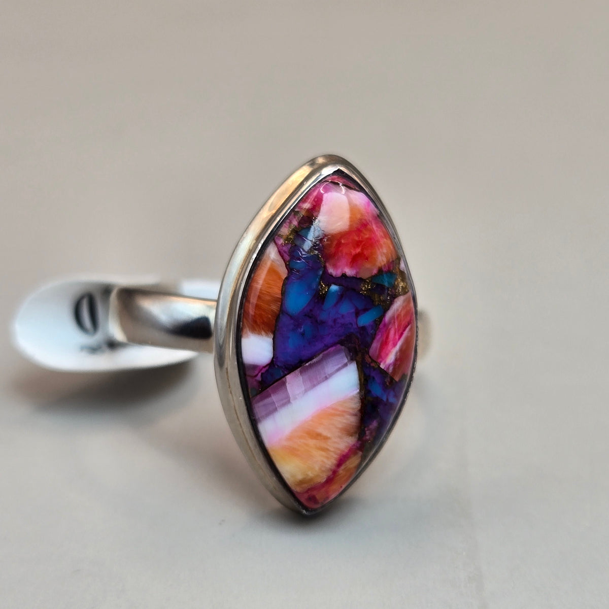 Kingman Pink Dahlia Turquoise Silver Rings