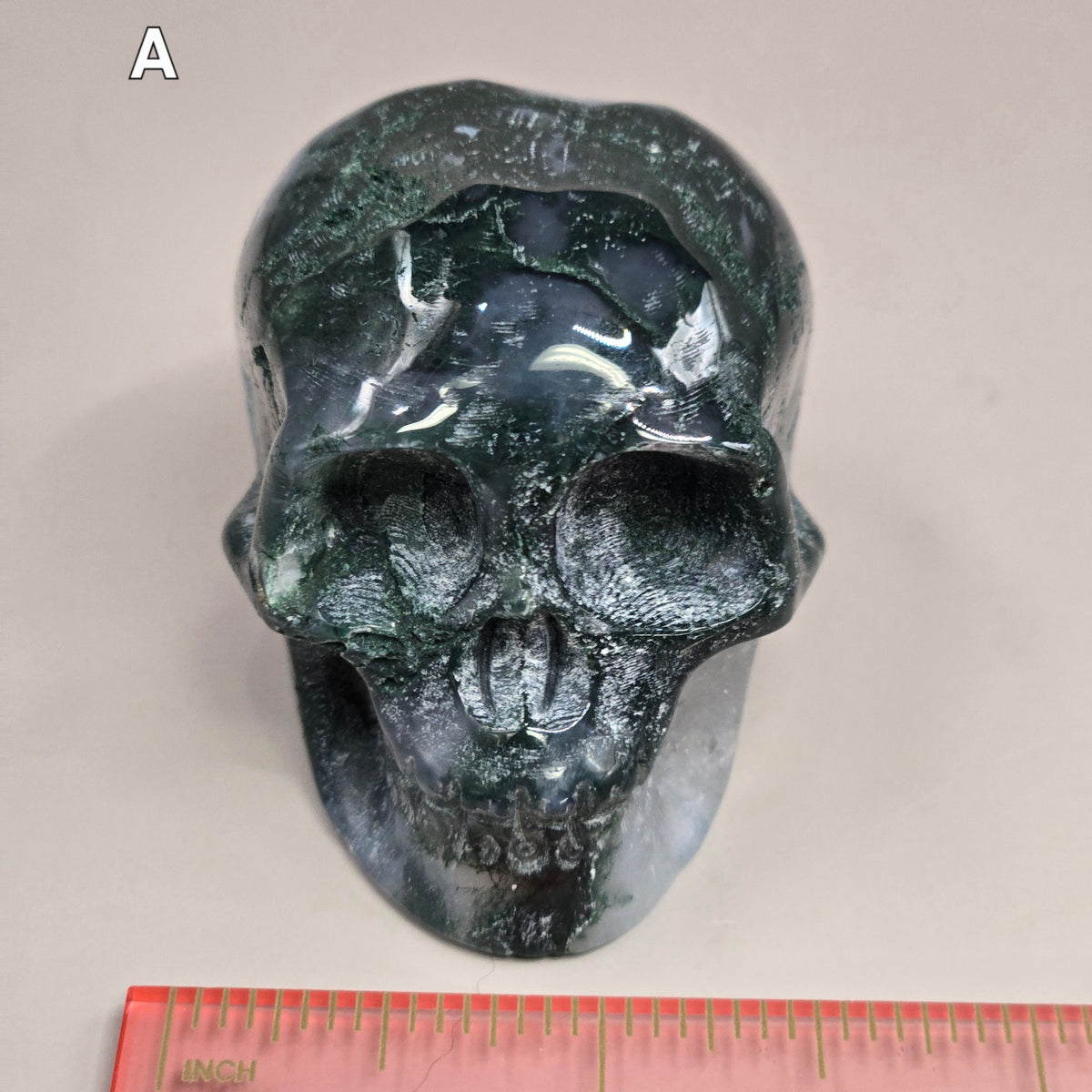 Moss Agate Skull