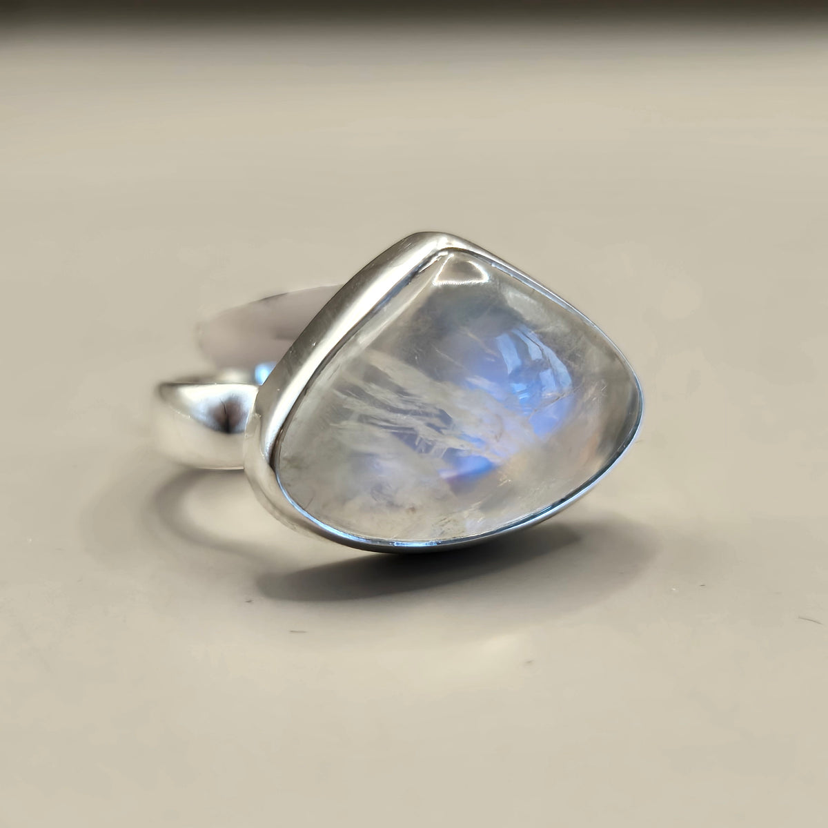 Rainbow Moonstone Silver Rings