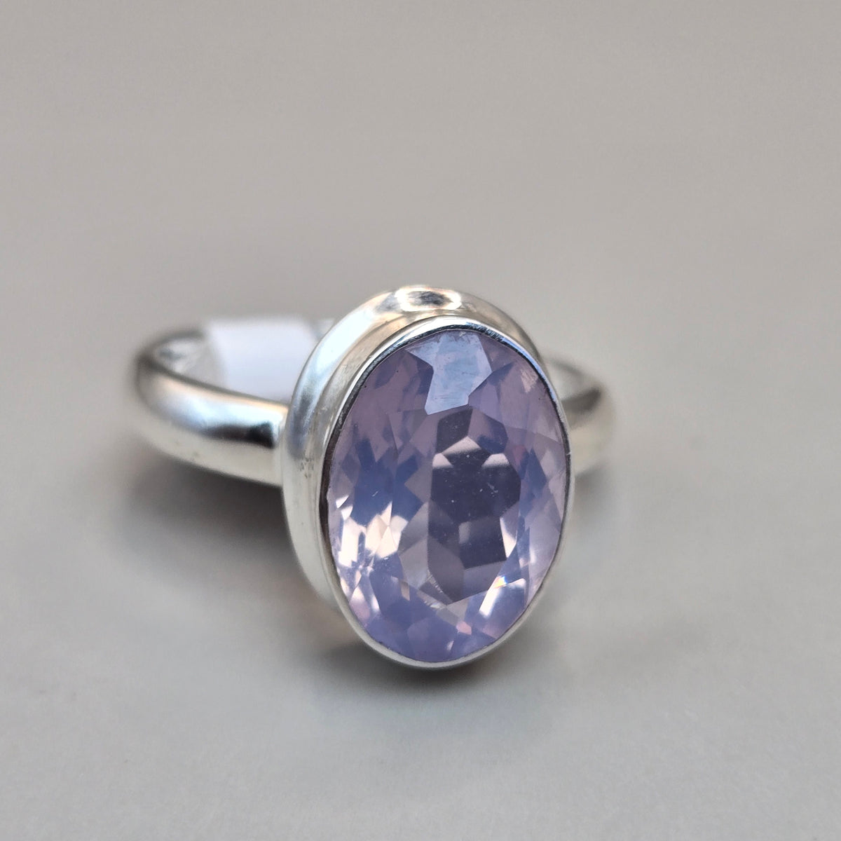 Faceted Lavendar Quartz Silver Rings