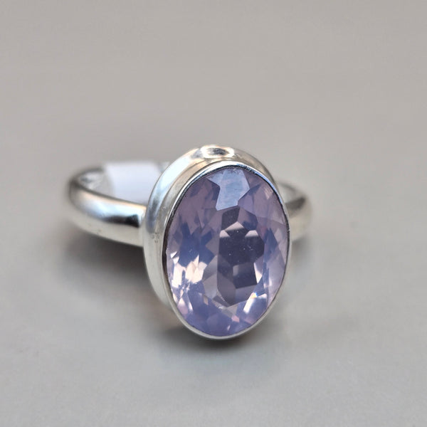 Faceted Lavendar Quartz Silver Rings