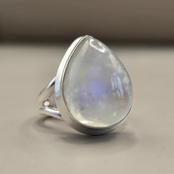 Rainbow Moonstone Silver Rings