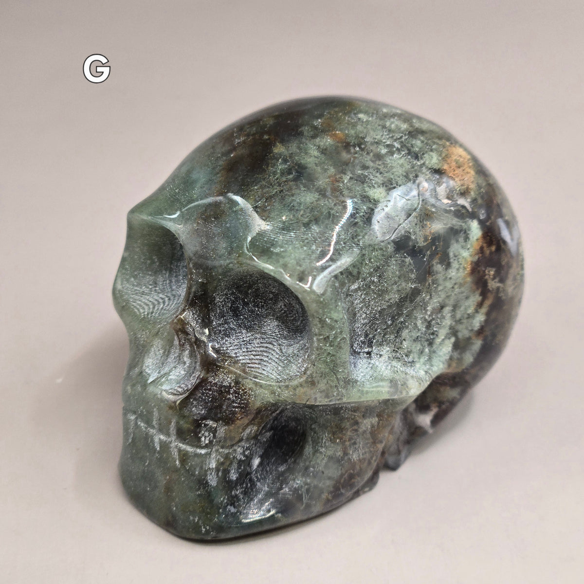Moss Agate Skull