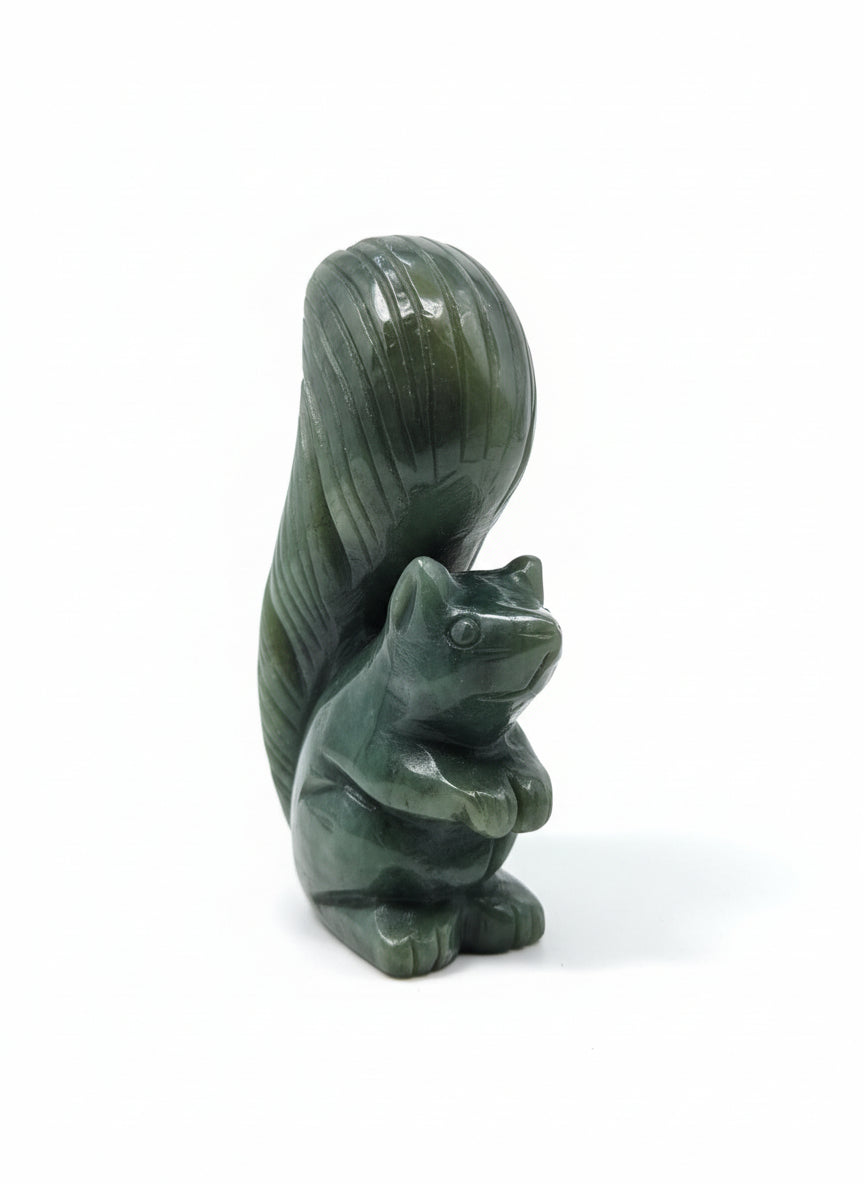 Squirrel Carving – [Choose Material: Garnet, Ocean Jasper, or Agate]
