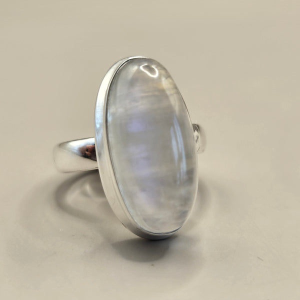 Rainbow Moonstone Silver Rings