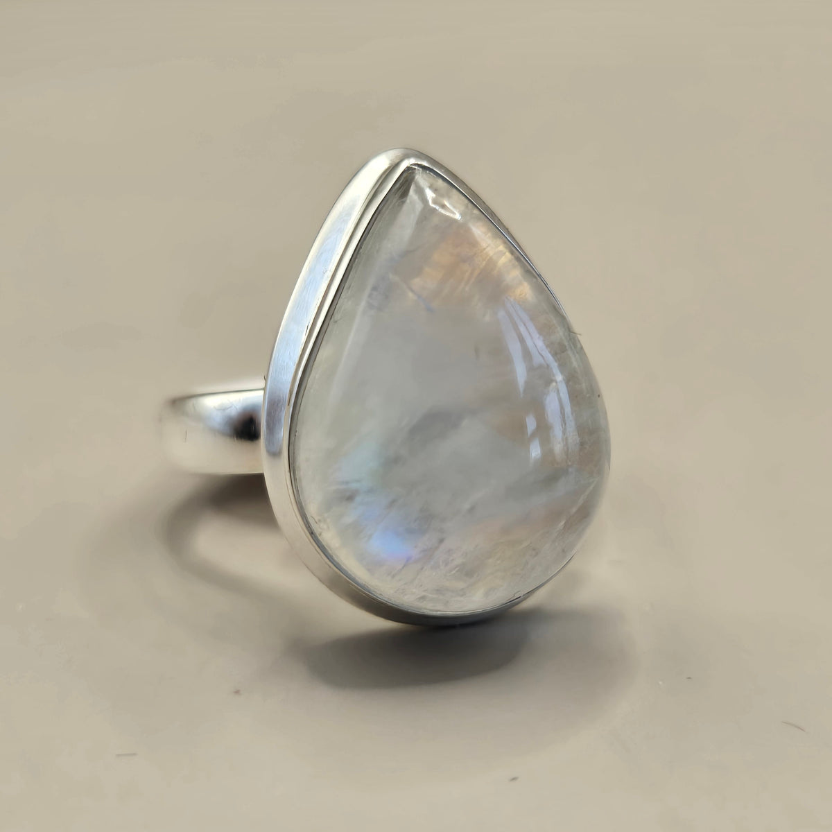 Rainbow Moonstone Silver Rings