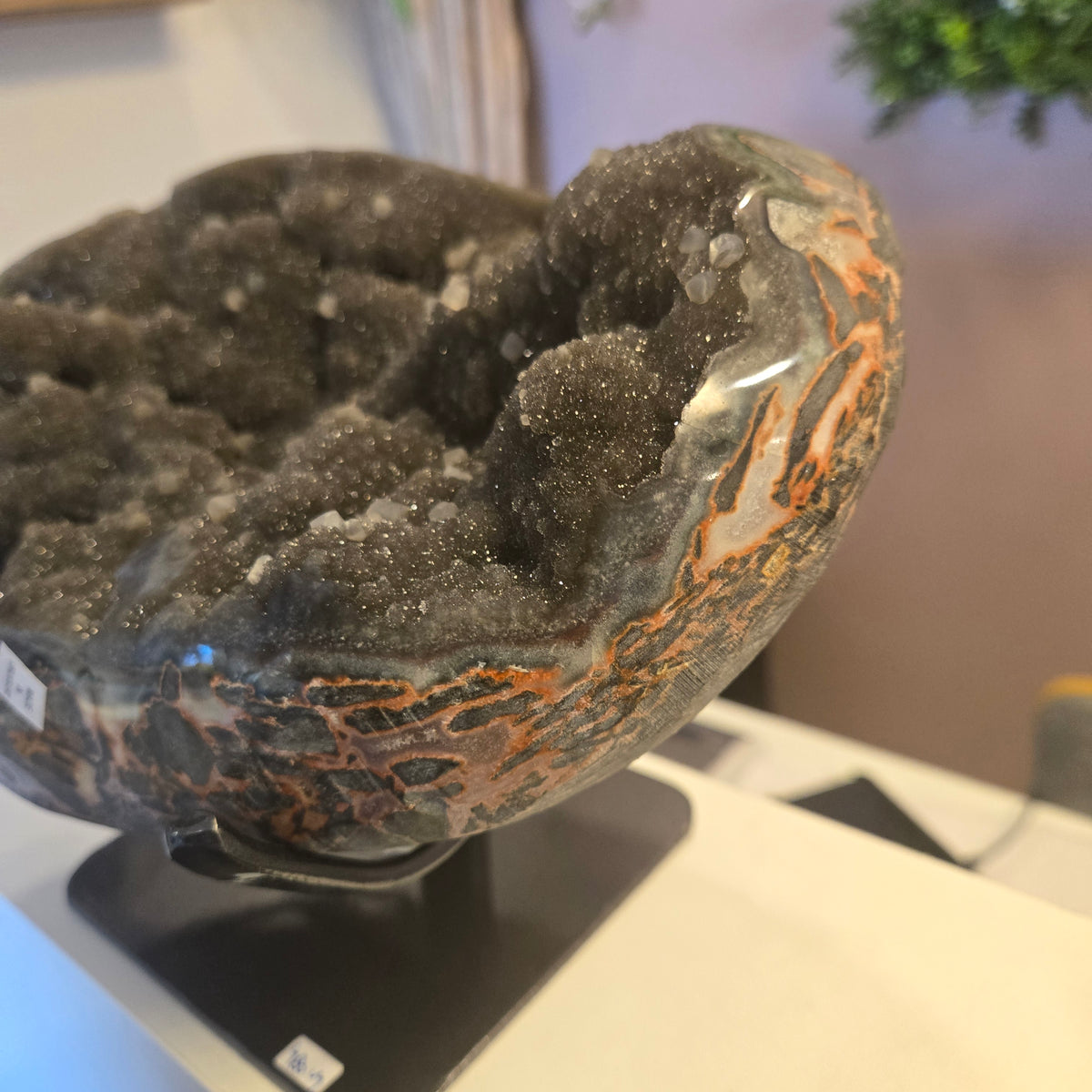 Black Amethyst Geode on stand