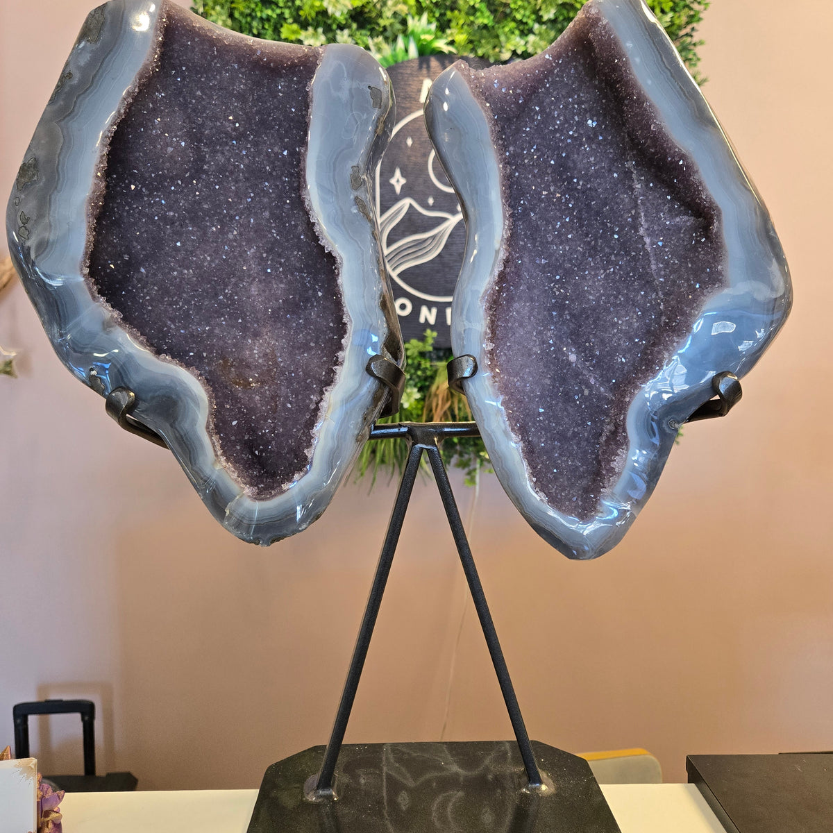 Amethyst Agate Geode on stand